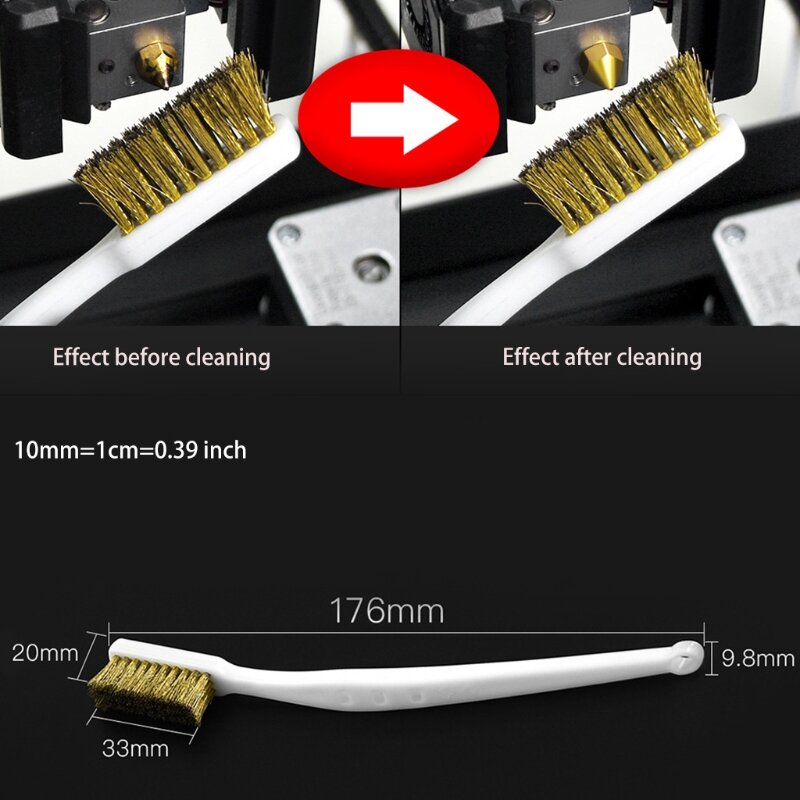 652F 3D Printer Nozzle Cleaning Brush for E3d Rust Removal Wire Cleaning Brush Mk8 Print for Head Handle Cleaning Tool