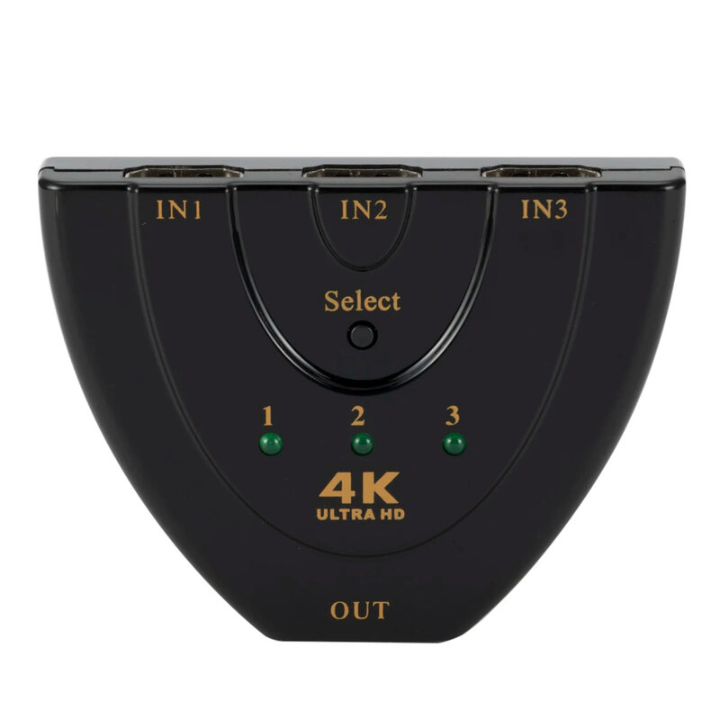 Mini Switcher Splitter compatível com HDMI, 3 Portas, 4K x 2K, Conversor de Comutadores, 1080P para DVD, HDTV, Projetor para PC, Hub de Porta de Saída 3-em-1