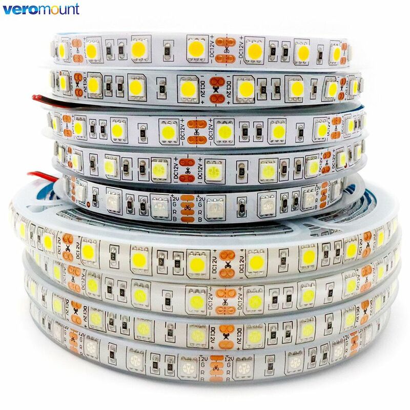 Tira de luces LED SMD 5050 para decoración, 5m, CC de 5V, 12V, 24V, IP20, IP65, impermeable, blanco frío y cálido, 4000K, RGB