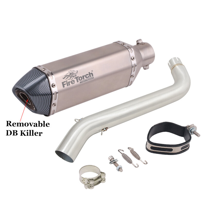 Motorcycle Exhaust System Escape Middle Link Pipe 51mm Muffler Removable DB Killer Slip On For VOGE DS525X DS 525X 2023 2024