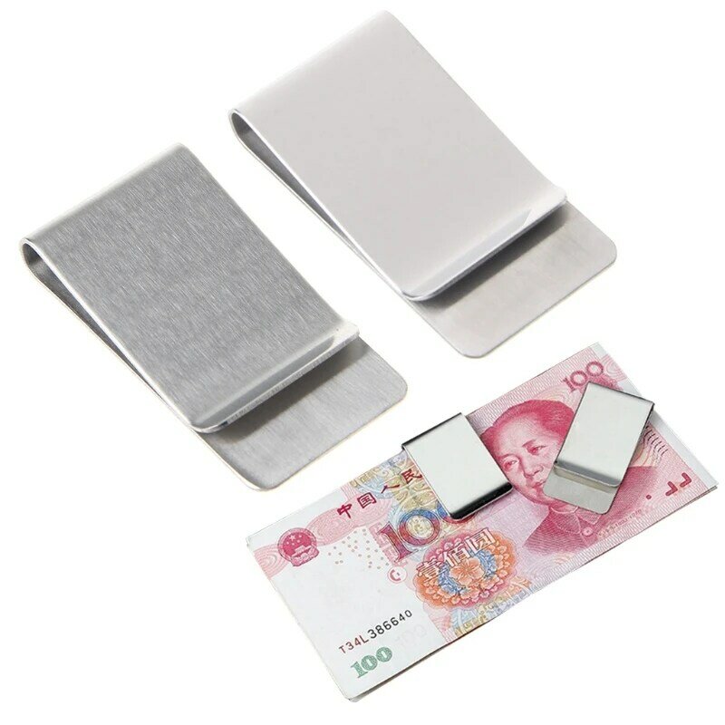 E74b fino qualidade clipe dinheiro fino carteira titular do cartão crédito aço inoxidável