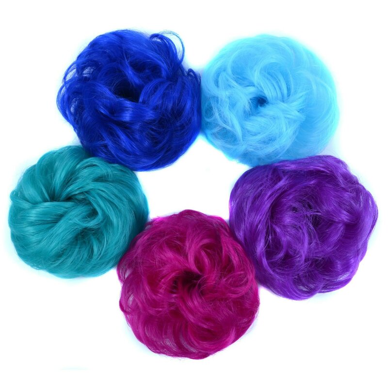 Hair Chignon Donut Synthetic Bun Fluffy Tousled Messy Curly Wig Elastic Band for Women