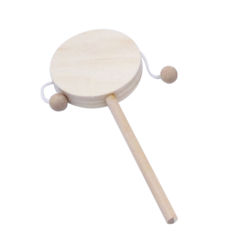 Can Own Hand Pattern White Embryo Rattle Graffiti Wooden Children Department Warm Creative Multi-play Manual Drum Fun Toy Gifts