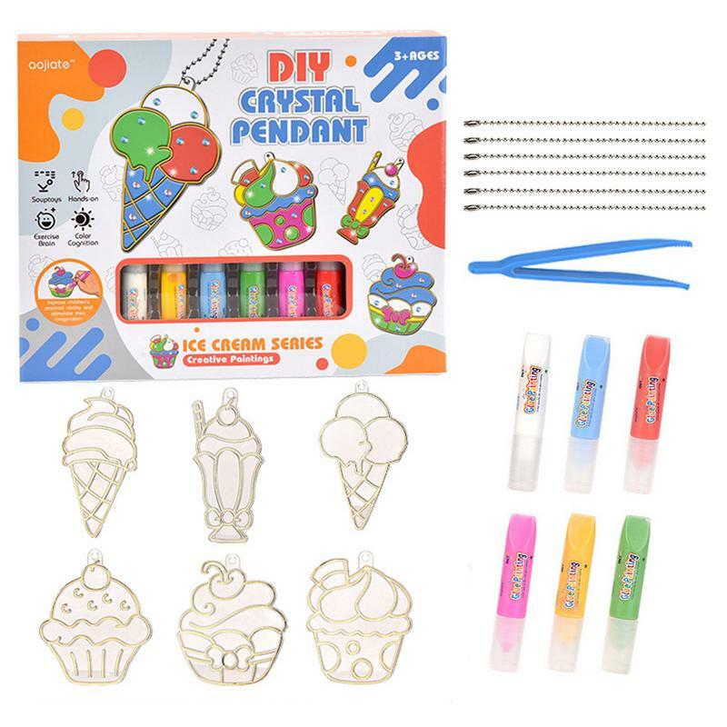 Children's Painting Set For Christmas Child Friendly Bake-Free Christmas Paint Your Own Sets DIY Crystal Pendant Kit To Relieve