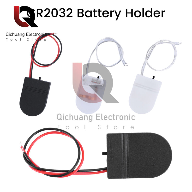 1/5 Pcs ￚnico Slot CR2032 Bot￣o Coin Cell Battery Holder Case Capa Com ON-OFF Interruptor Leads Wire 3V Bot￣o Caixa de Bateria