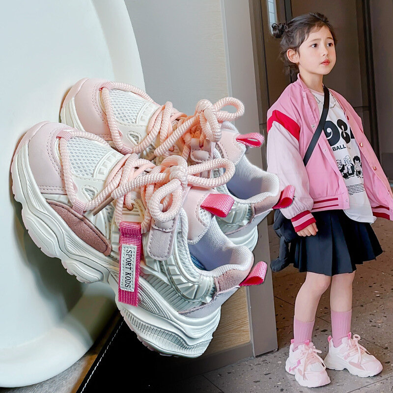 Scarpe sportive per ragazze primavera e autunno 2024 nuove scarpe per bambini scarpe da corsa per il tempo libero.