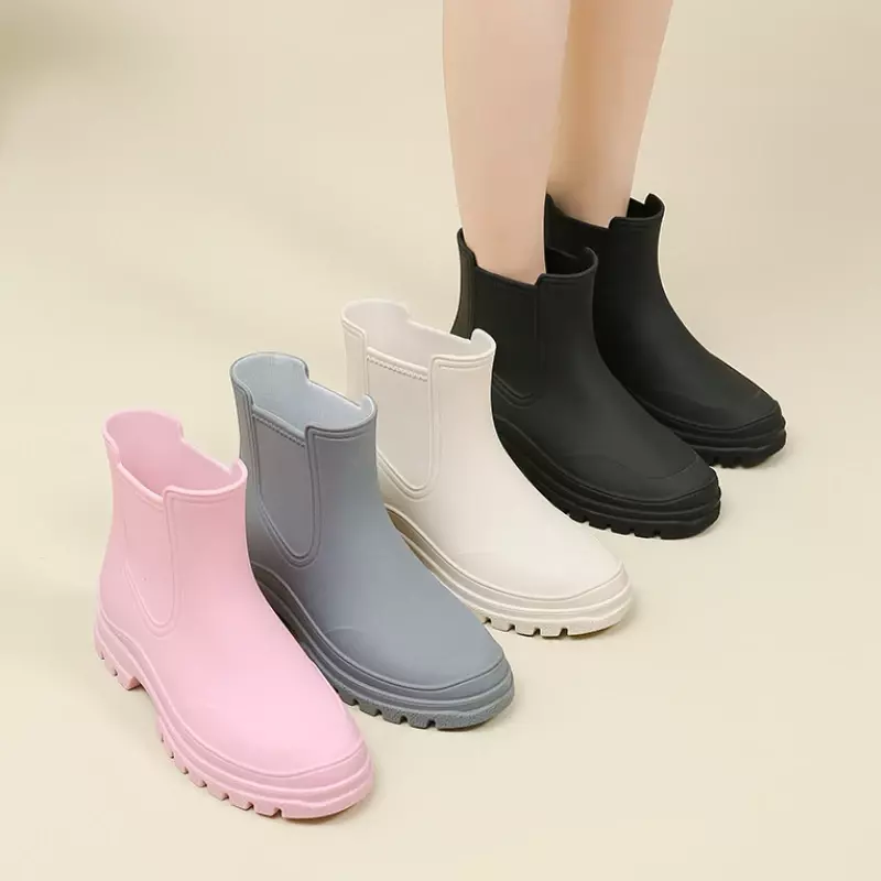 Женские резиновые сапоги, модные ботинки челси, водонепроницаемая обувь для защиты от дождя, женские удобные Нескользящие галоши для кухни и сада