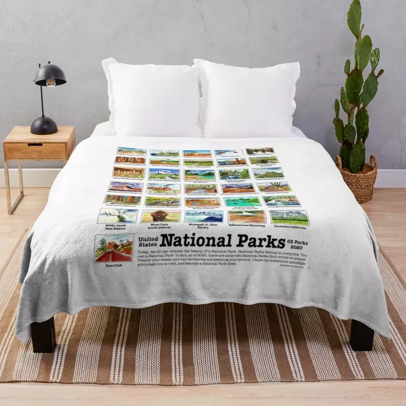 US National Parks I-Z, Watercolors Throw Blanket Blankets Sofas Of Decoration for babies Blankets