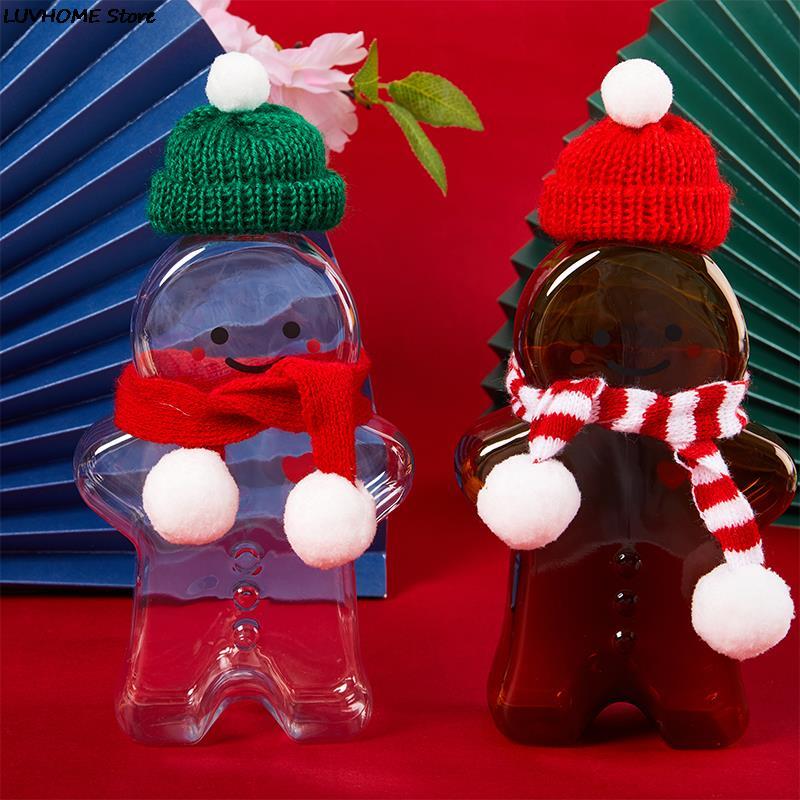 2022 Creative Gingerbread Man Cute Bear Shape Plastic Drink Cup Christmas Decorations Christma Gift Kids Toys