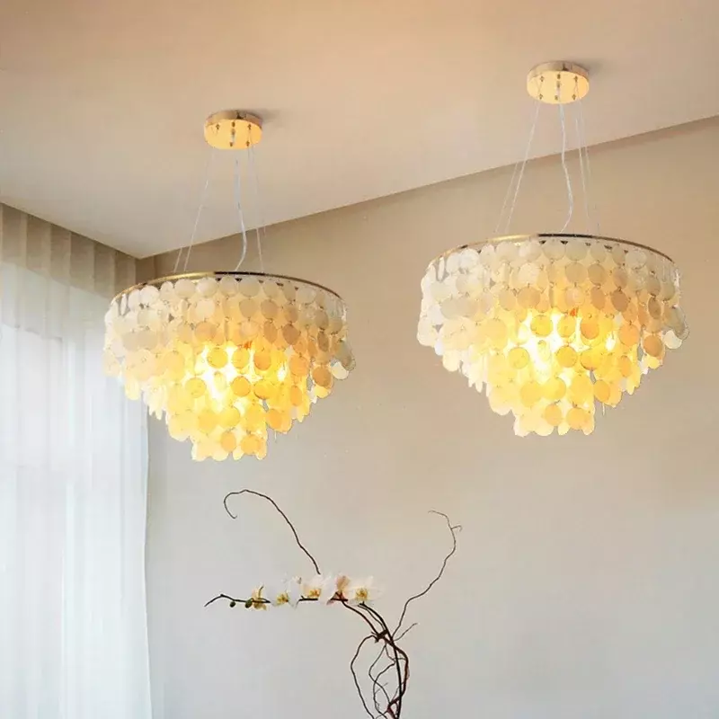 Lampadario moderno a LED luci lampade a sospensione a conchiglia oro cromato bianco soggiorno sala da pranzo sala d'albergo creatività lampada a sospensione di lusso