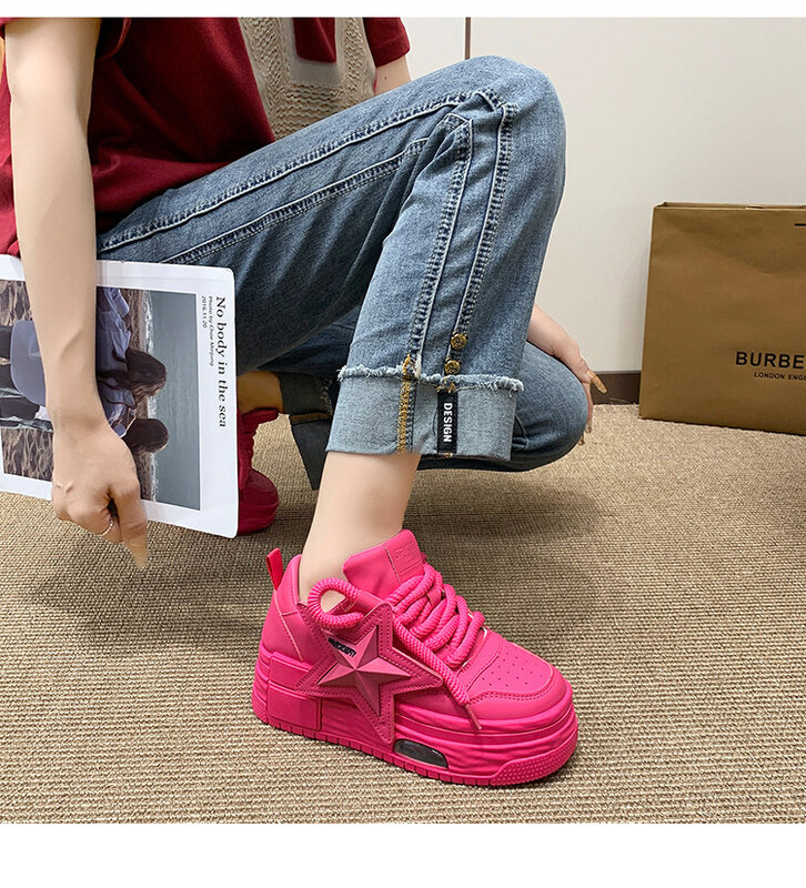 Donsutake-Chaussures Blanches Légères et Polyvalentes pour Femme Baskets Décontractées à Semelle Épaisse, à la Mode