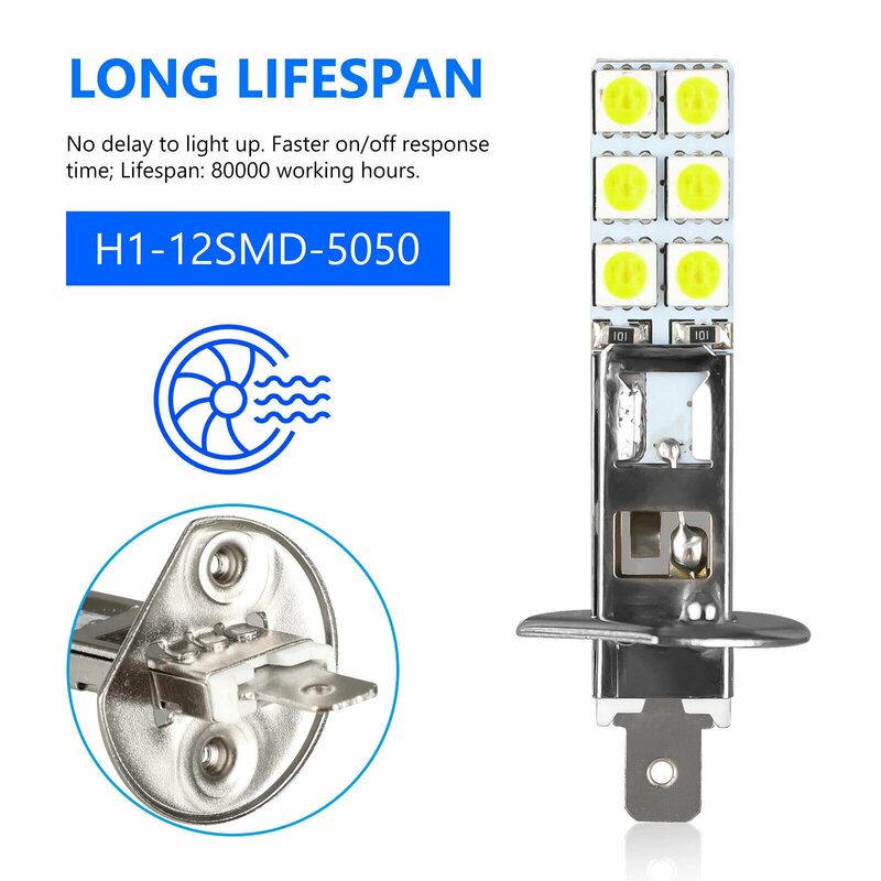 Kit de bombillas LED para faros delanteros de coche, Luz antiniebla superbrillante para motocicleta, lámpara de conducción DRL 6000K 12V 24V, H1 50W, 4 Uds.