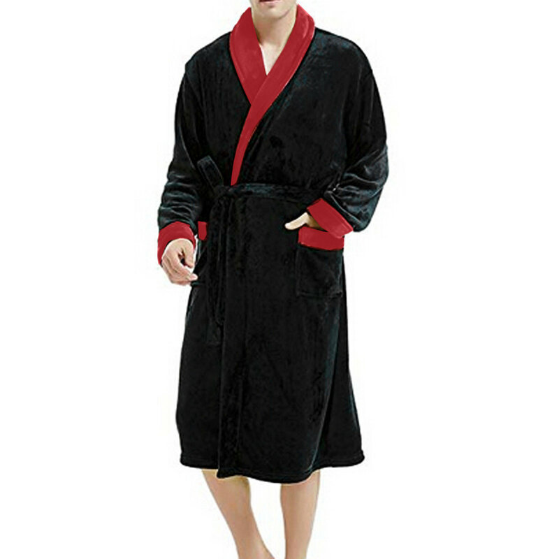 Roupão de banho alongado H xale masculino, roupa de casa, camisa casaco, tops de trabalho, inverno