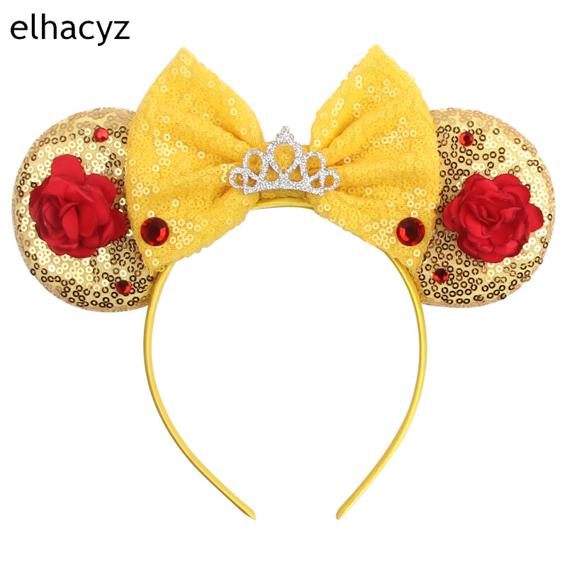 2024 Popular Glitter Leopard Sequins Mouse Ears Hairband Women Girls Cosplay Headband Party Head Wear DIY Kids Hair Accessories