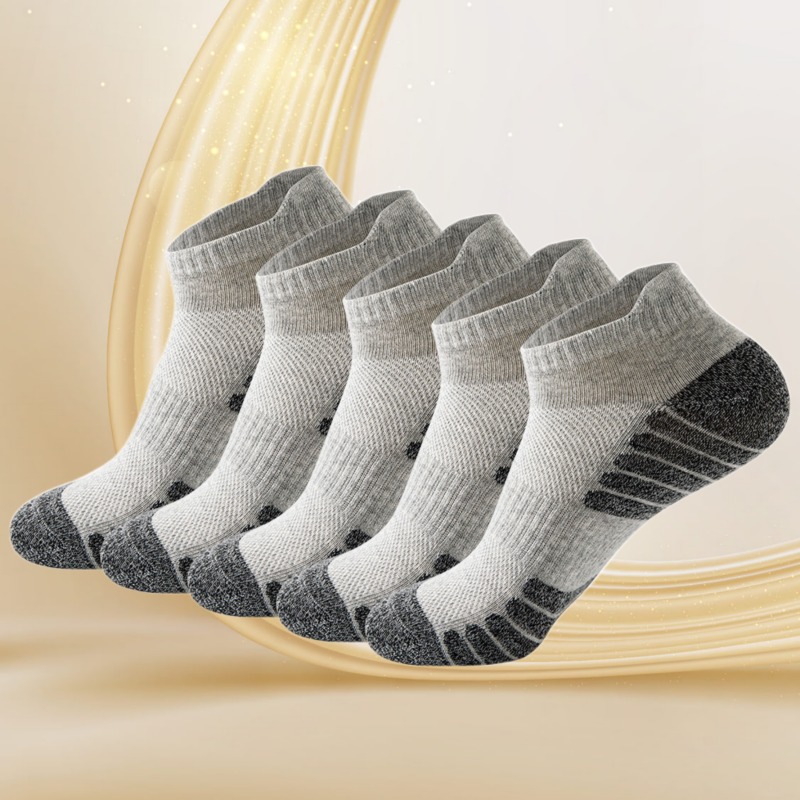 ถุงเท้าแฟชั่นข้อสั้น5คู่/ล็อตสำหรับผู้ชายผู้หญิง, ถุงเท้ากีฬาข้อต่ำถุงเท้ากีฬาระบายอากาศได้ดีมีแถบกันกระแทก