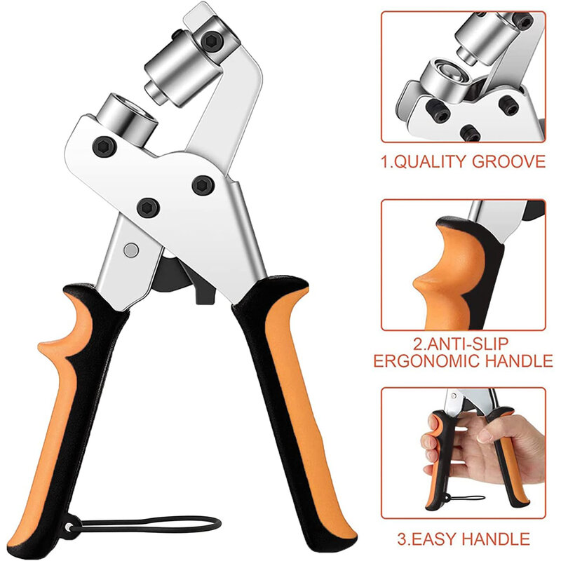 EyeletPlier Tool Kit com 10mm Buracos, Manual Press Hole Punch Alicate para Tarp lona tendas, toldo Grommet Kit, 100Pcs