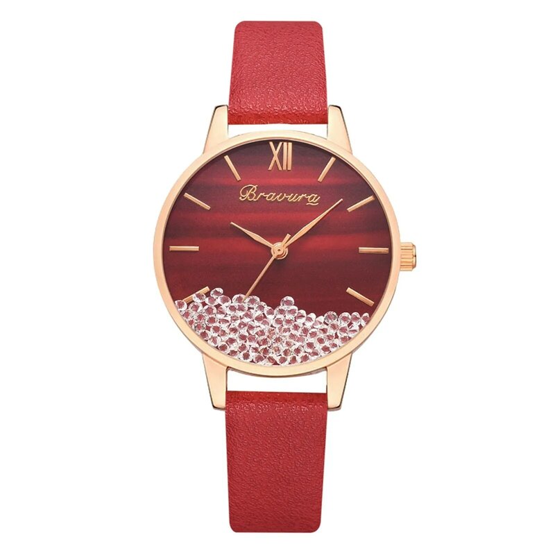 ساعة كوارتز بسيطة وأنيقة من Bravura مع حزام قرص للنساء ، هدية أنيقة ، أزياء فاخرة