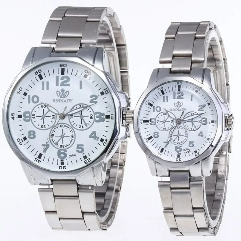2pcs Classic Simple Quartz Watches Stainless Steel Watch Couple Watch