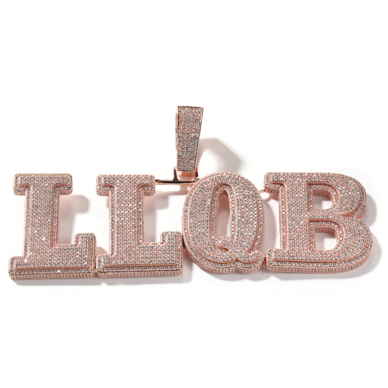 UWIN – collier avec pendentif en forme de lettre pour homme, 2 pièces empilées en zircone cubique, bijoux Hip Hop personnalisés, idée cadeau