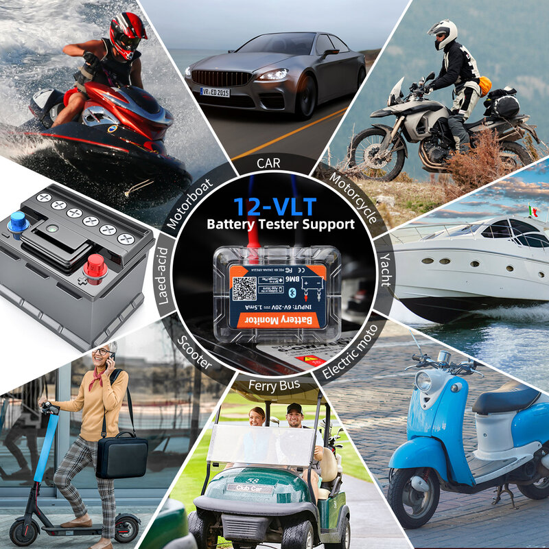 ワイヤレスbm6バッテリーモニター,Bluetooth 4.0, 12v,オートバイ,トラック,車,充電,クランク,テスター,健康