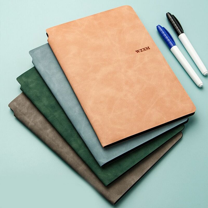 A5 Whiteboard Notebook Leather Memo Free Whiteboard Pen Erasing Cloth Reusable Weekly Planner Portable Stylish Office Notebook