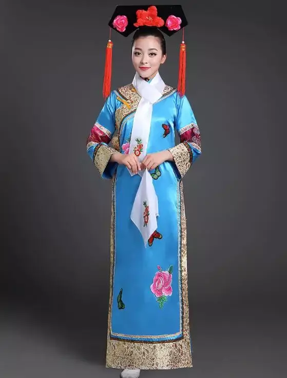 Vestido de princesa Cheongsam de la antigua dinastía Qing para mujer china, incluye sombrero