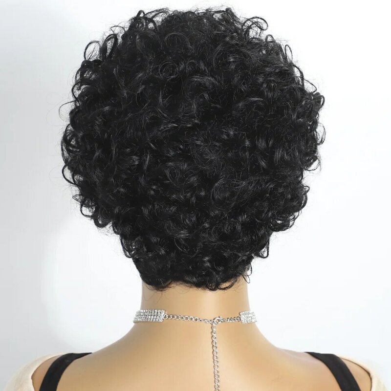 STYLEICON parrucche ricci crespi fatte a macchina per le donne nere indossano e vanno parrucca corta taglio Pixie parrucche brasiliane vergini Remy dei capelli umani
