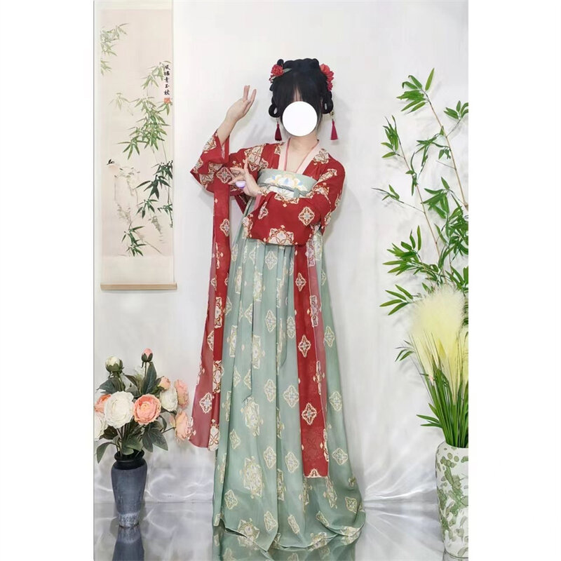 Традиционный костюм ханьфу в китайском стиле, длинное платье династии Тан, костюм для народных танцев, сказочный костюм для косплея, сценический наряд для старинной принцессы