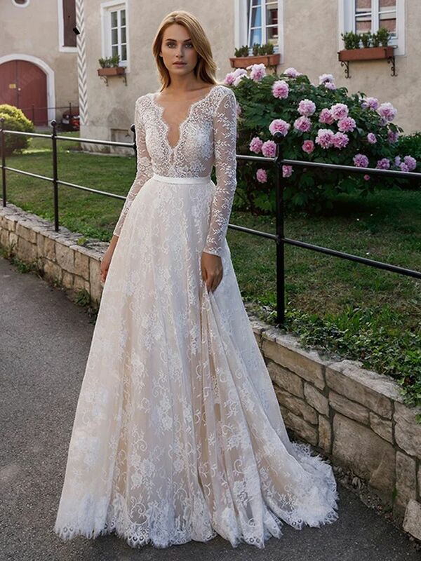 Женское свадебное платье It's yiiya, белое кружевное платье с V-образным вырезом и цветочным принтом на лето 2019