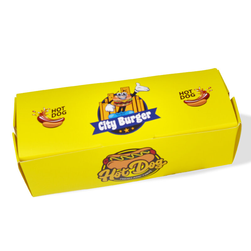 Индивидуальная продукция, Экологически чистая бумажная коробка с напечатанным логотипом, коробка для хот-догов