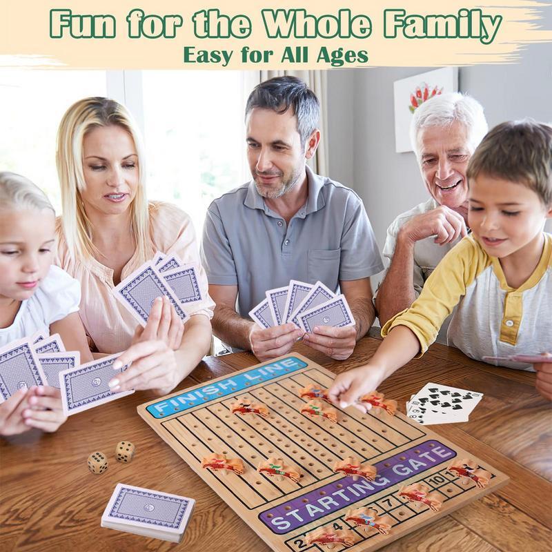Permainan papan balap kuda mainan tantangan kayu permainan pesta menyenangkan permainan keluarga dengan kuda tahan lama permainan interaktif dadu