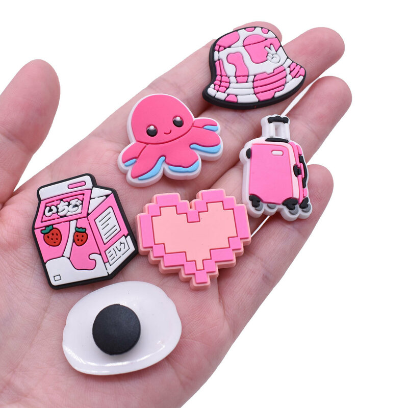 Hot Sale 1Pcs Cute PVC Pink Shoe Charms Decoration for Croc Accessories Pin Bracelet Wristband Girls Women Party Gifts