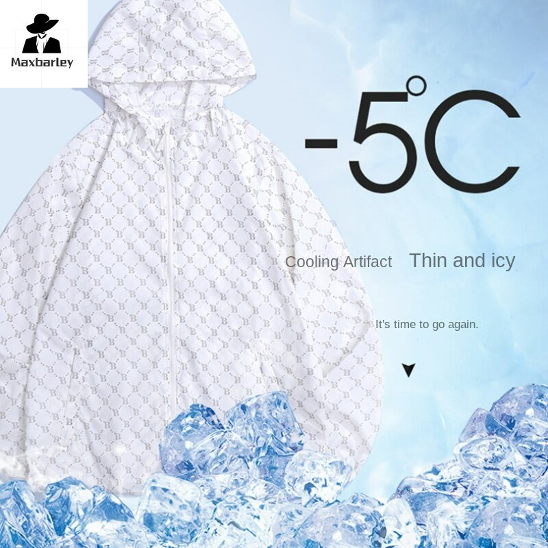 Nowy krem do opalania odzież męska/damska letnia sportowa lodowy jedwab lekka odporna na promieniowanie UV kurtka z kapturem na co dzień