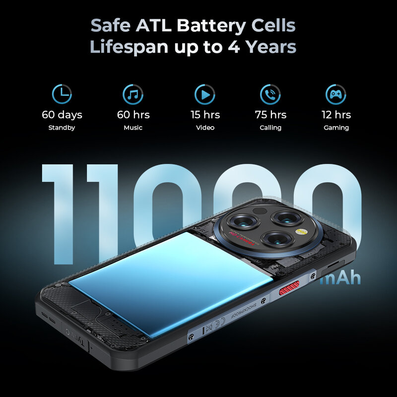 Oukitel-teléfono inteligente WP35 5G, móvil resistente de 6,6 pulgadas, 2,4 K, 11000 mAh, 24GB + 256GB, Android 14, 64 MP, NFC