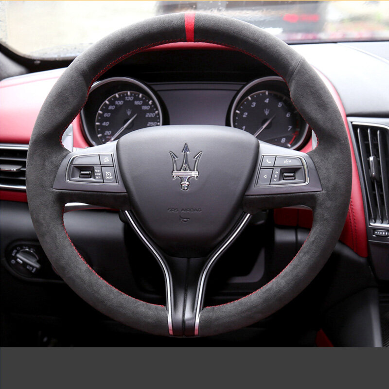 Pelle scamosciata in fibra di carbonio per Maserati Ghibli Levante Quattroporte cucito a mano coprivolante per auto manicotto di protezione interno