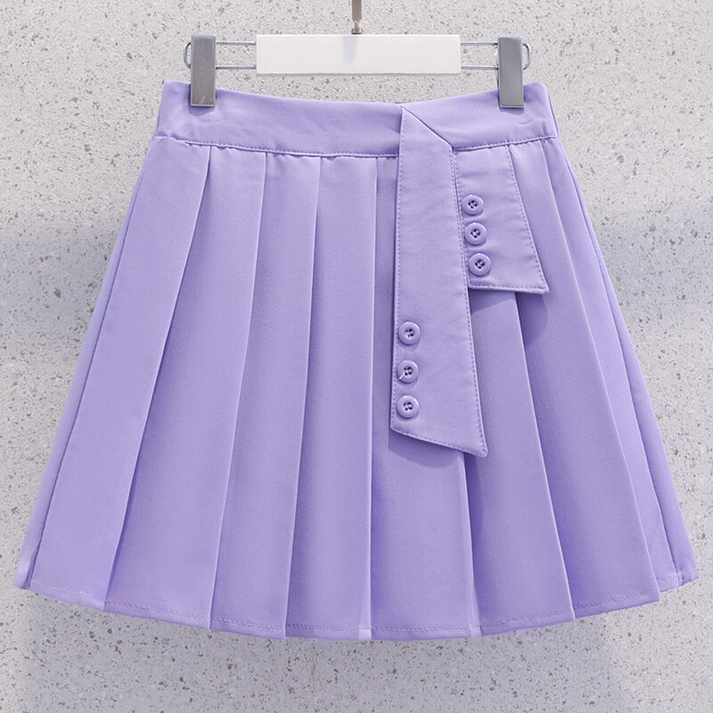 Детский летний комплект в Корейском стиле для девочек, новый топ с рукавом-пузырьком и бантом + плиссированная юбка, юбка с коротким рукавом для девочек, комплект