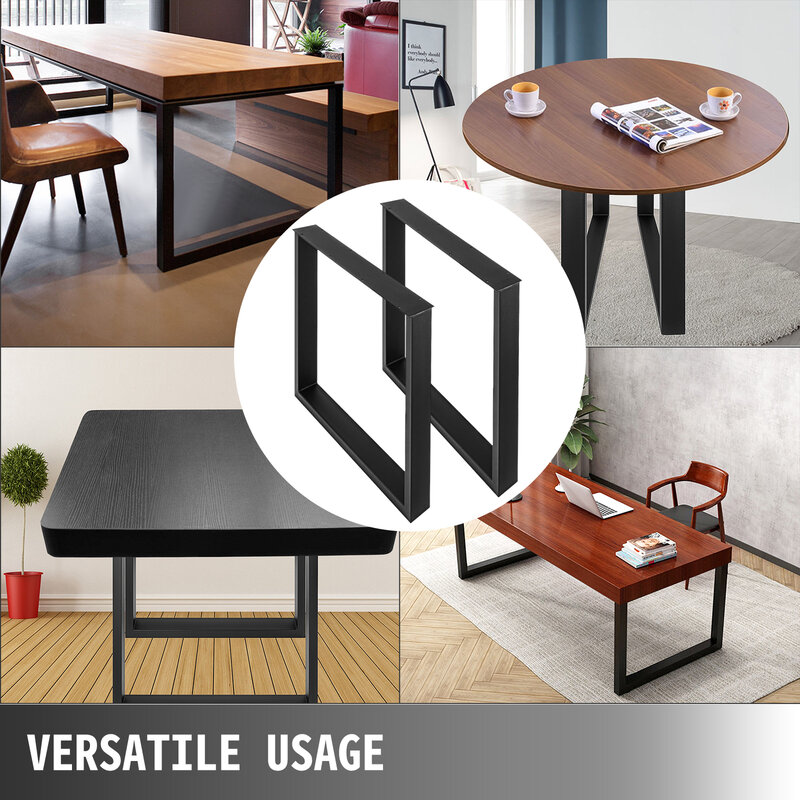 VEVOR Set of 2 Steel Table Legs Width Box Section Square Dining Table Legs Industrial Country Style Metal Dining Legs Home DIY