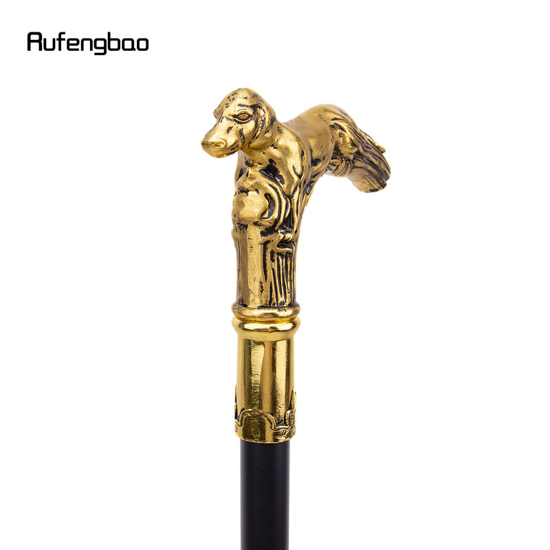 Cão dourado lidar com teste padrão de luxo bengala festa moda elegante bengala decorativa cospaly cane knob crosier 90cm