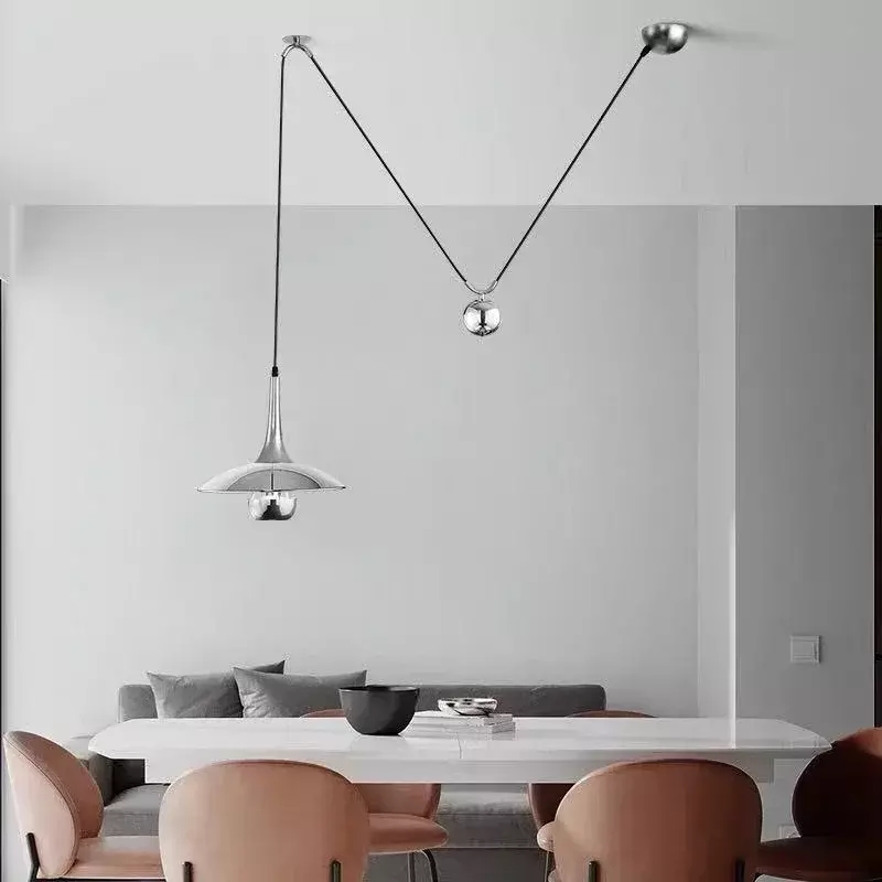 Candelabro de polea de platillo volador de personalidad creativa nórdica, estilo Bauhaus, cocina, sala de estar, ropa, cafetería, colgante extraíble