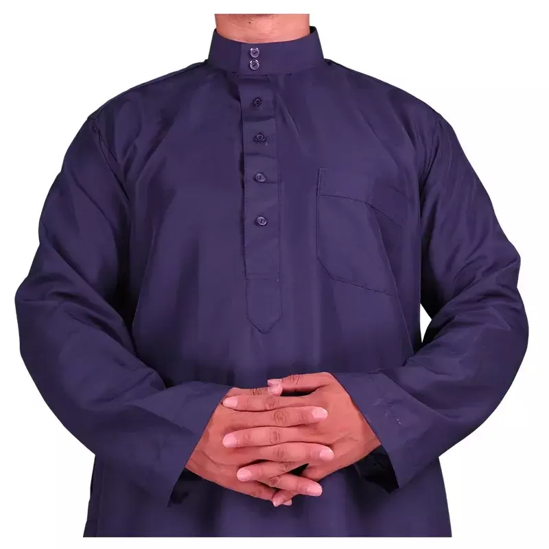 Новинка 2024 г., платье для мужчин на Ближний Восток в мусульманском стиле, с длинным рукавом, Jubba Thobe Рамадан, ИД дихаша, халат в мусульманском стиле, мусульманские кафтаны, Арабская одежда