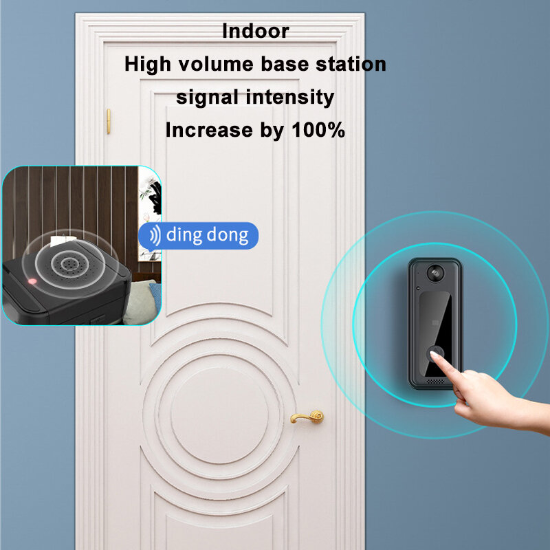 Timbre inalámbrico inteligente con Control remoto por aplicación, sistema de seguridad para el hogar, cámaras, intercomunicador de llamada, vídeo HD, timbre de puerta para exteriores