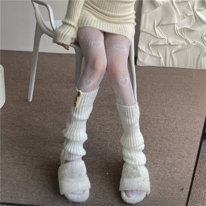Serce z kwiatkiem siatkowe rajstopy pończochy dziewczyna Lolita Ins biała rajstopy kabaretki kobieta dla kobiet moda lato Legging Stocking