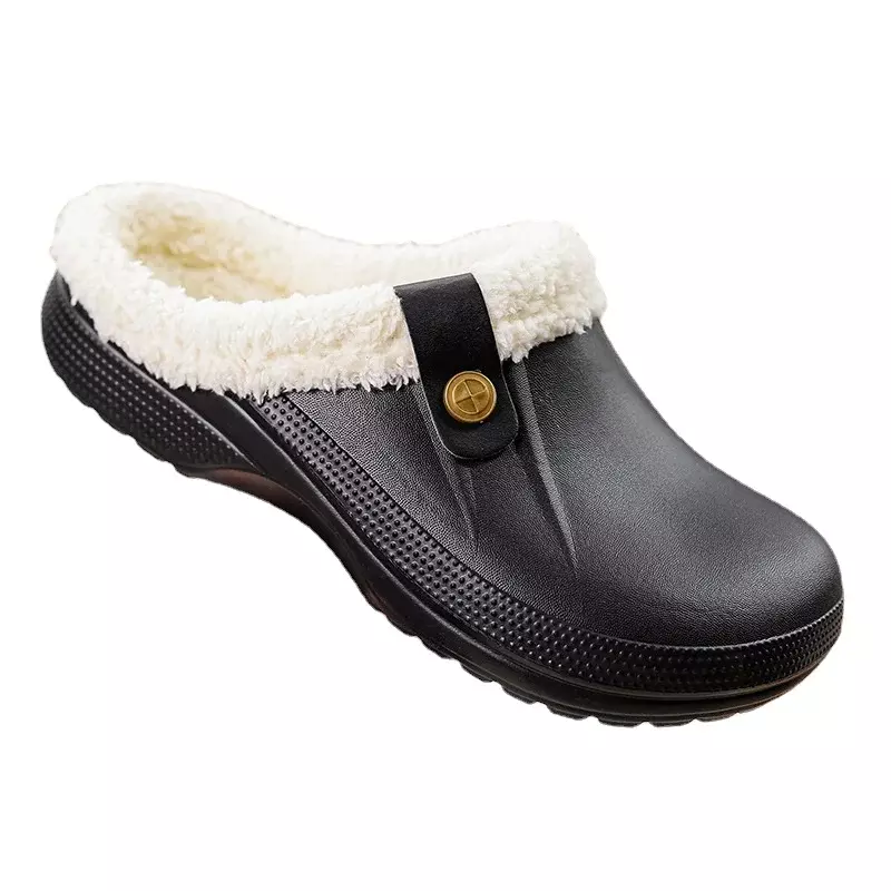 Zoccoli impermeabili Mule pantofole da uomo pantofole invernali calde Unisex in pelliccia pantofole da camera tendenza scarpe da pavimento per interni scivoli per le donne