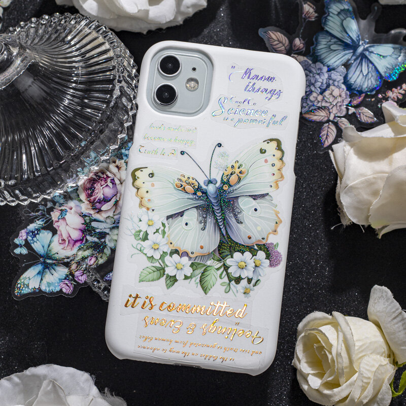 6 Pak/LOT kupu-kupu mencintai bunga seri retro kreatif dekorasi DIY hewan peliharaan stiker