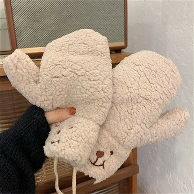 2022 New Cute Bear Gloves Women Girls Plush Claw Warm Soft Anime Cosplay Plush Christmas Gift Accessories Female Thicken Mittens