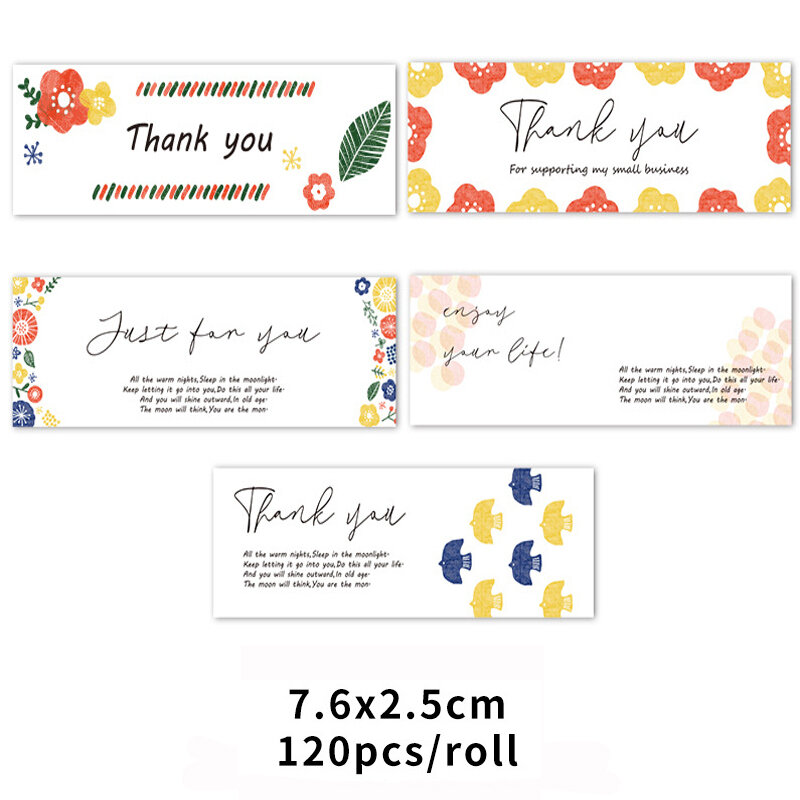 120Pcs/Roll Thank You Stickers Bloem Zelfklevende Zakelijke Decoratieve Labels Voor Vakantie, Feestjes, Cadeauverpakkingen Online Retailers