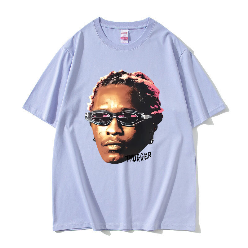 Camiseta estampada de Young Thug Thugger para hombre y mujer, camisa de estilo rapero, Hip Hop, Vintage, Unisex, 100% algodón, holgada