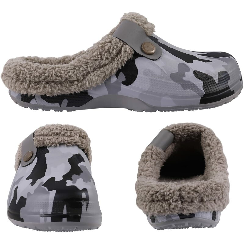Shevalues Plush Fur Clogs Slippers For Women Men Winter Soft Furry Slippers Waterproof Garden Shoes Multi-Use Indoor Home Shoes