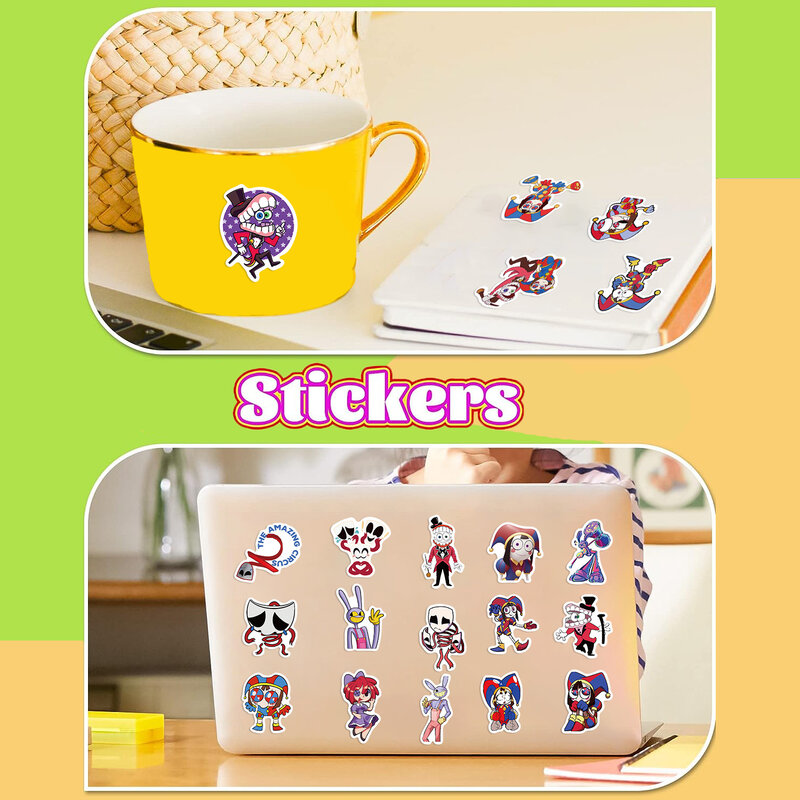 56pcs Cartoon Digital Circus Series Graffiti Stickers Suitable for Laptop Helmet Desktop Decoration DIY Sticker Toys