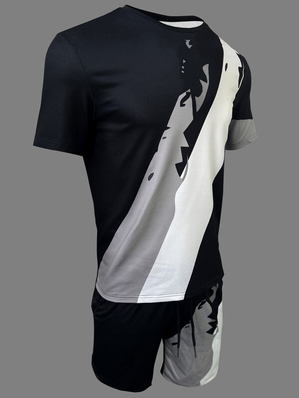 Fashionable men's T-shirt 3D printing set trendy color art casual minimalist style T-shirt 2024